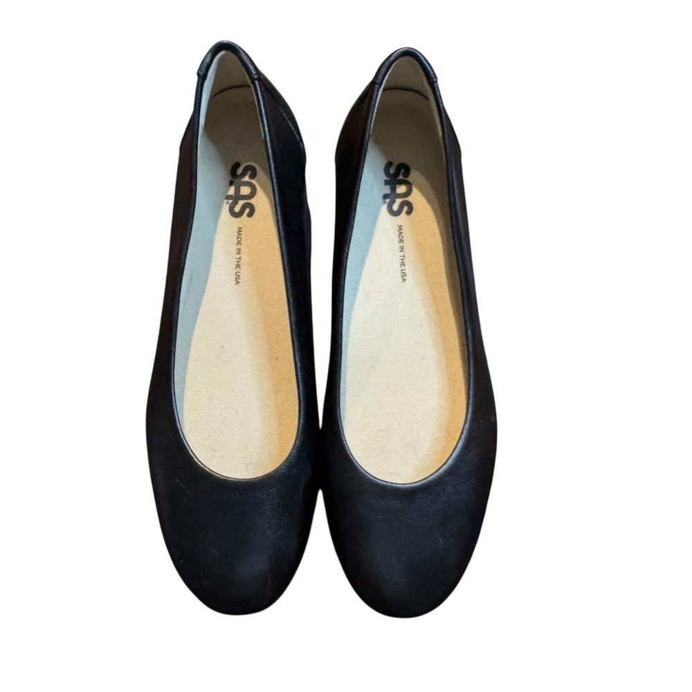 SAS Womens Size 6.5N Black Leather Ballet Flats Slip On Comfort Shoes J7667